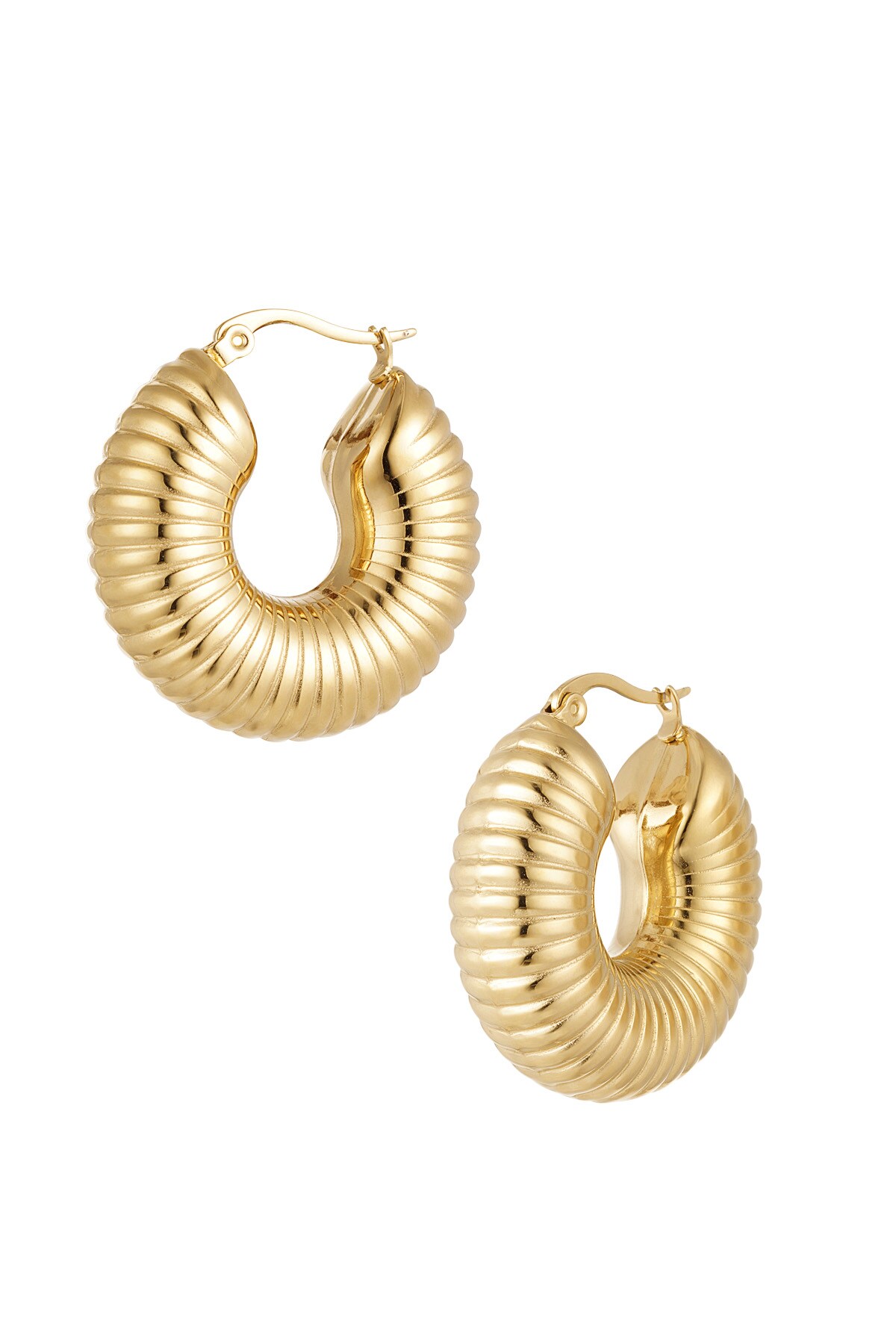 Earrings aesthetic round - Gold color h5 