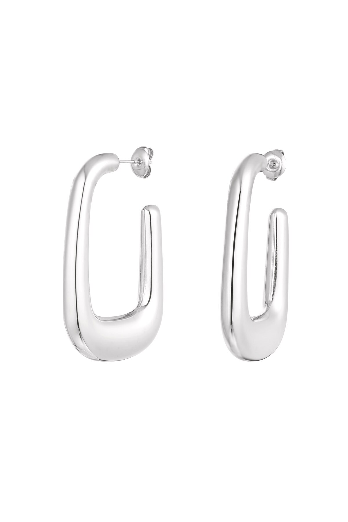 Earrings aesthetic rectangle - Silver color h5 