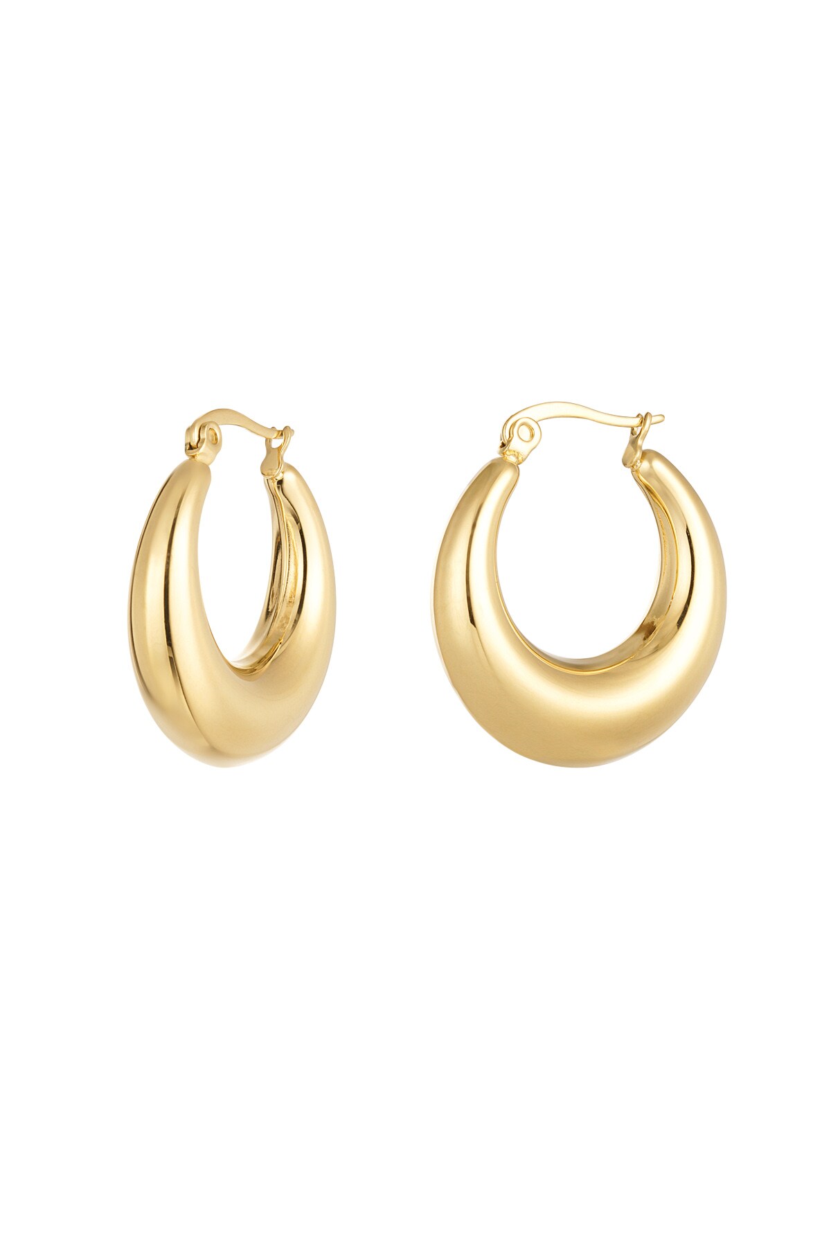 Earrings classy round - Gold color h5 