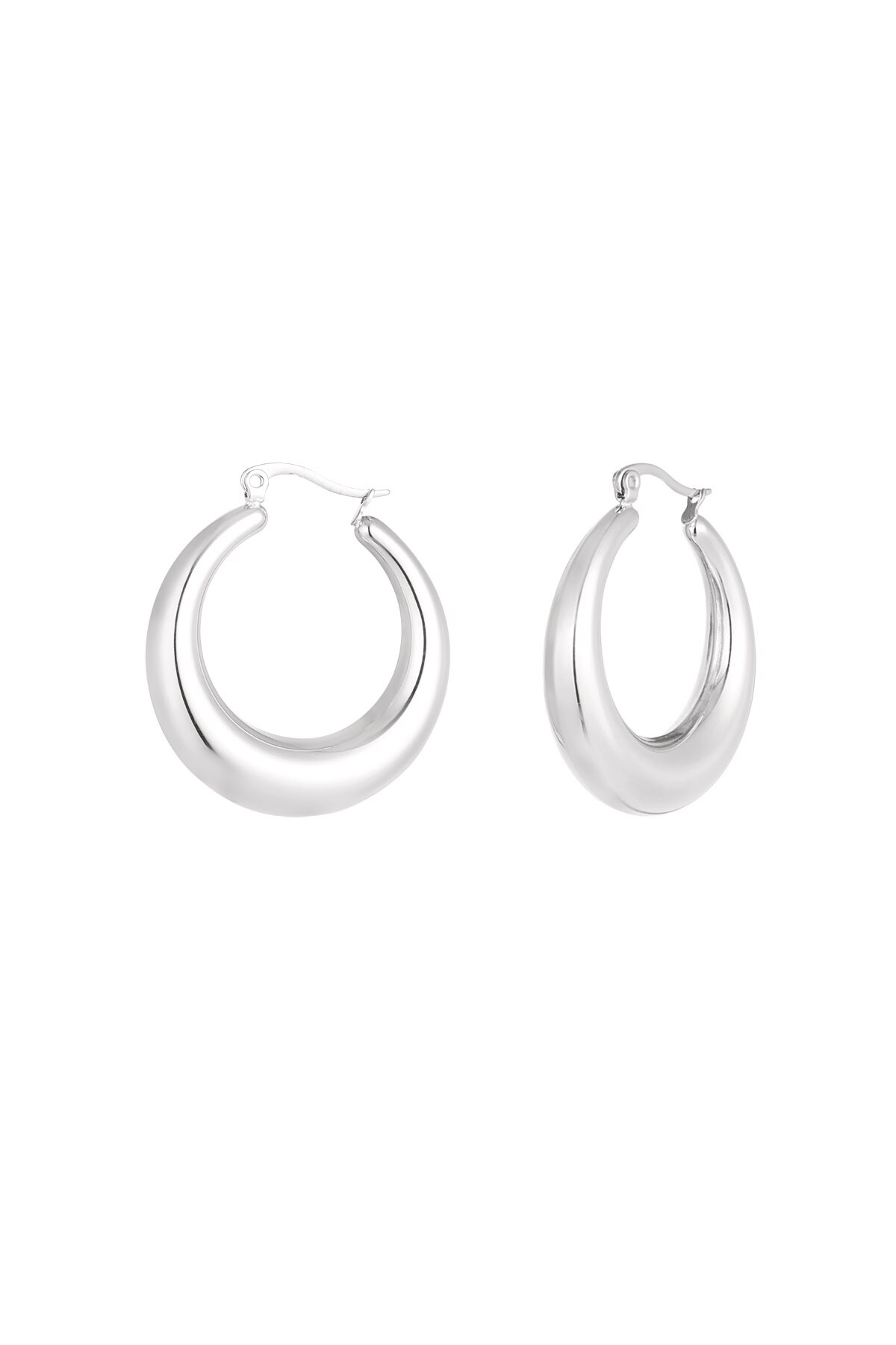 Cute round earrings - Silver color h5 