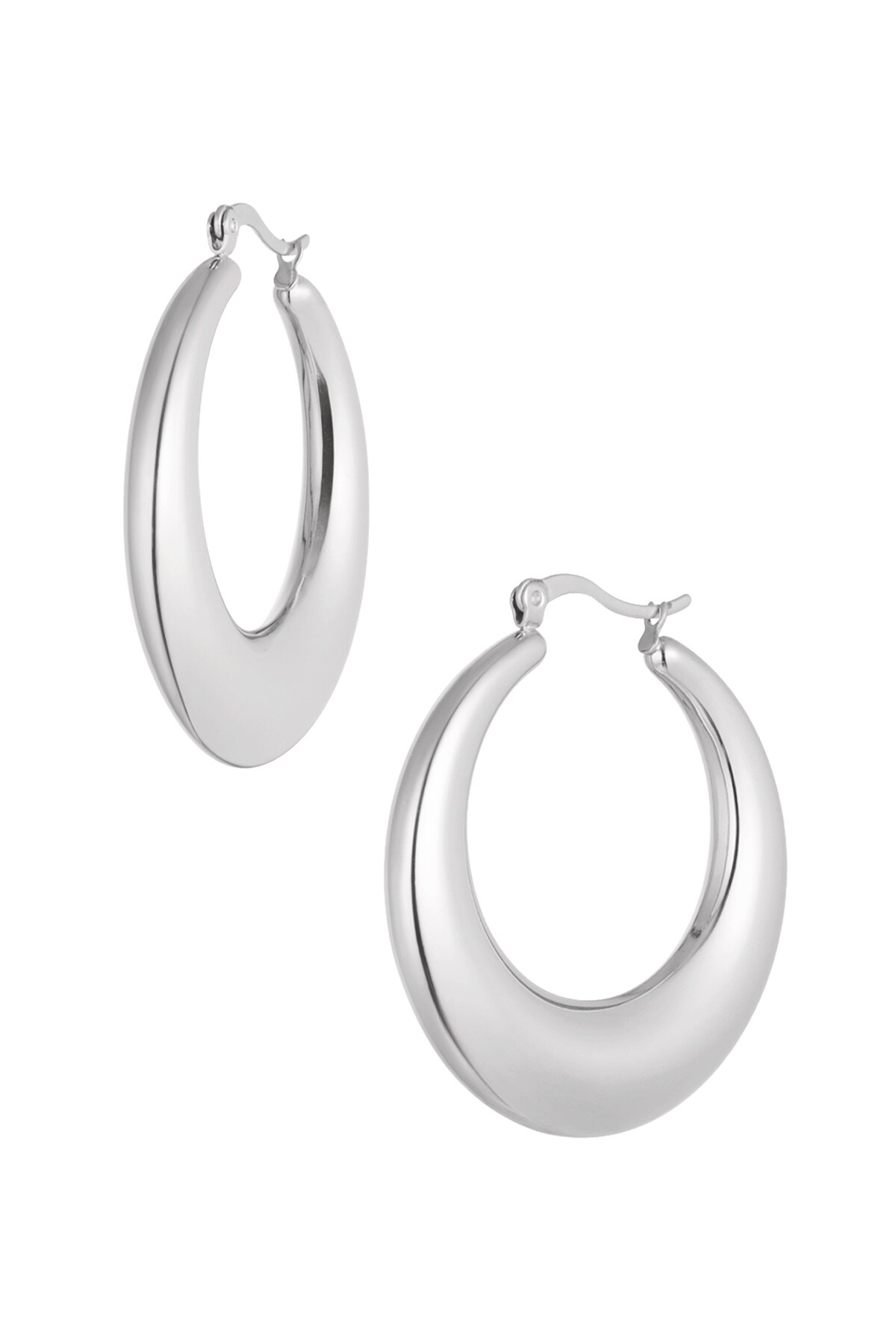 Earrings elongated round - Silver color h5 