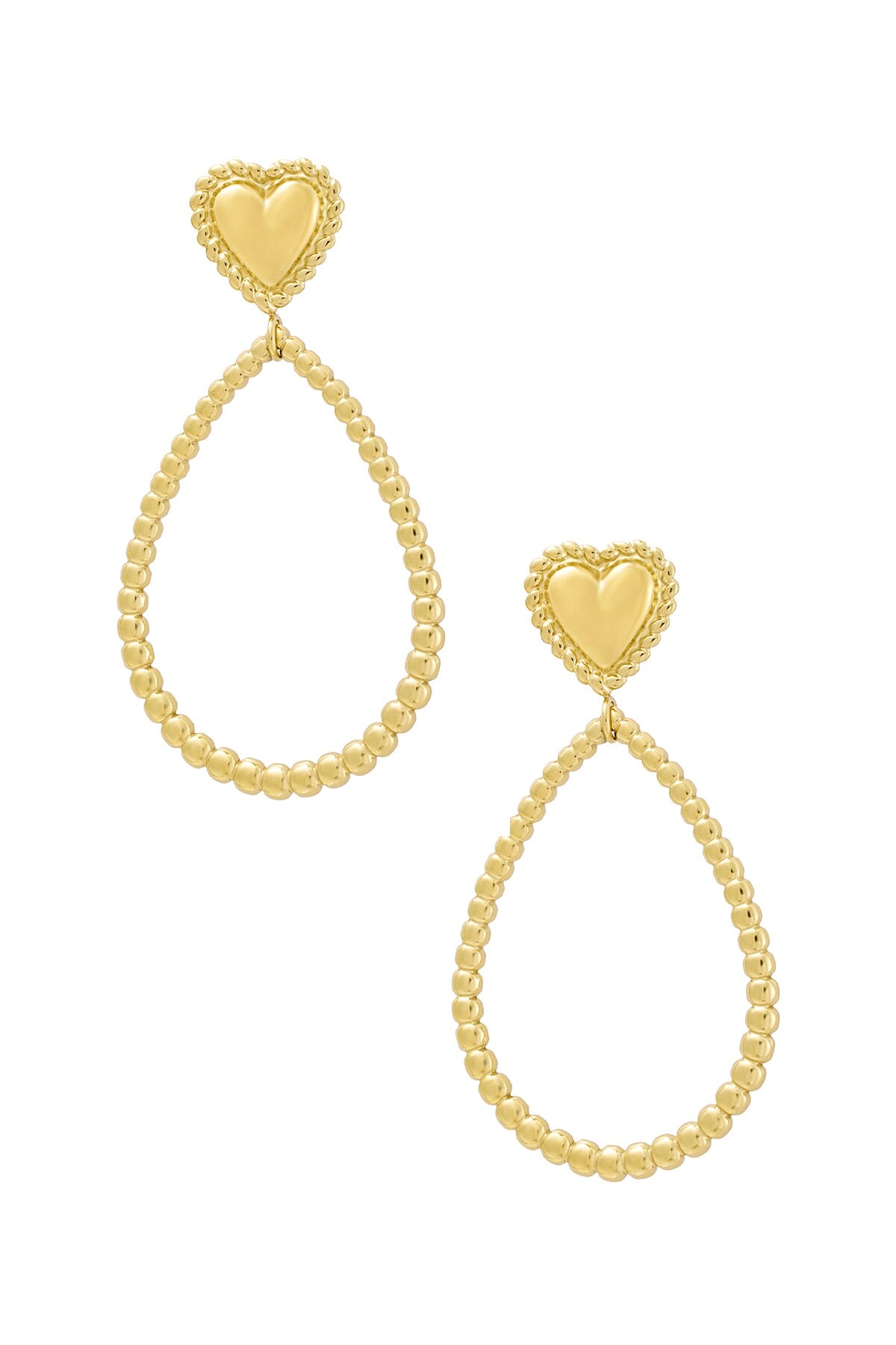 Earrings drop with heart - Gold color h5 