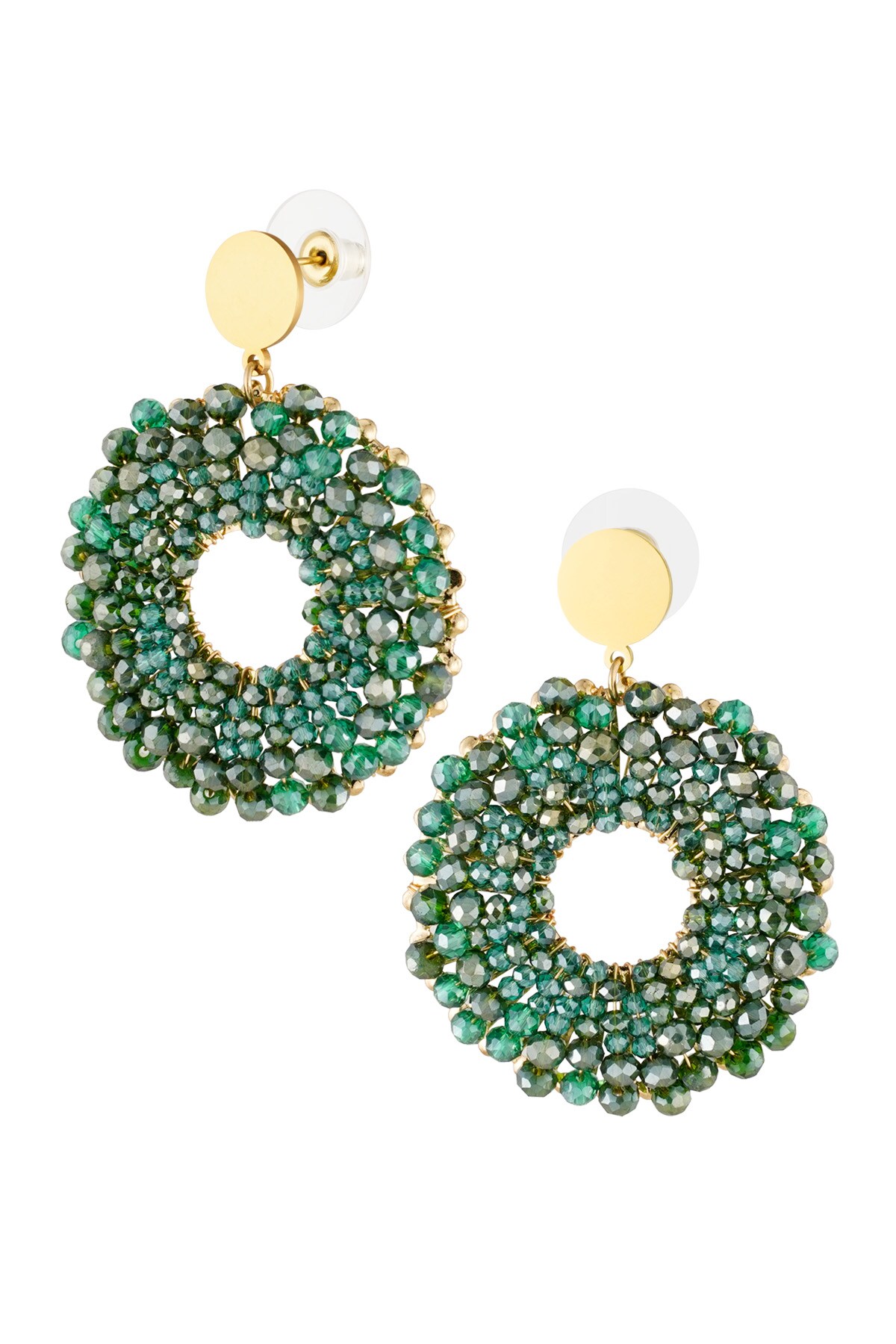 Earrings beaded party donut - green h5 