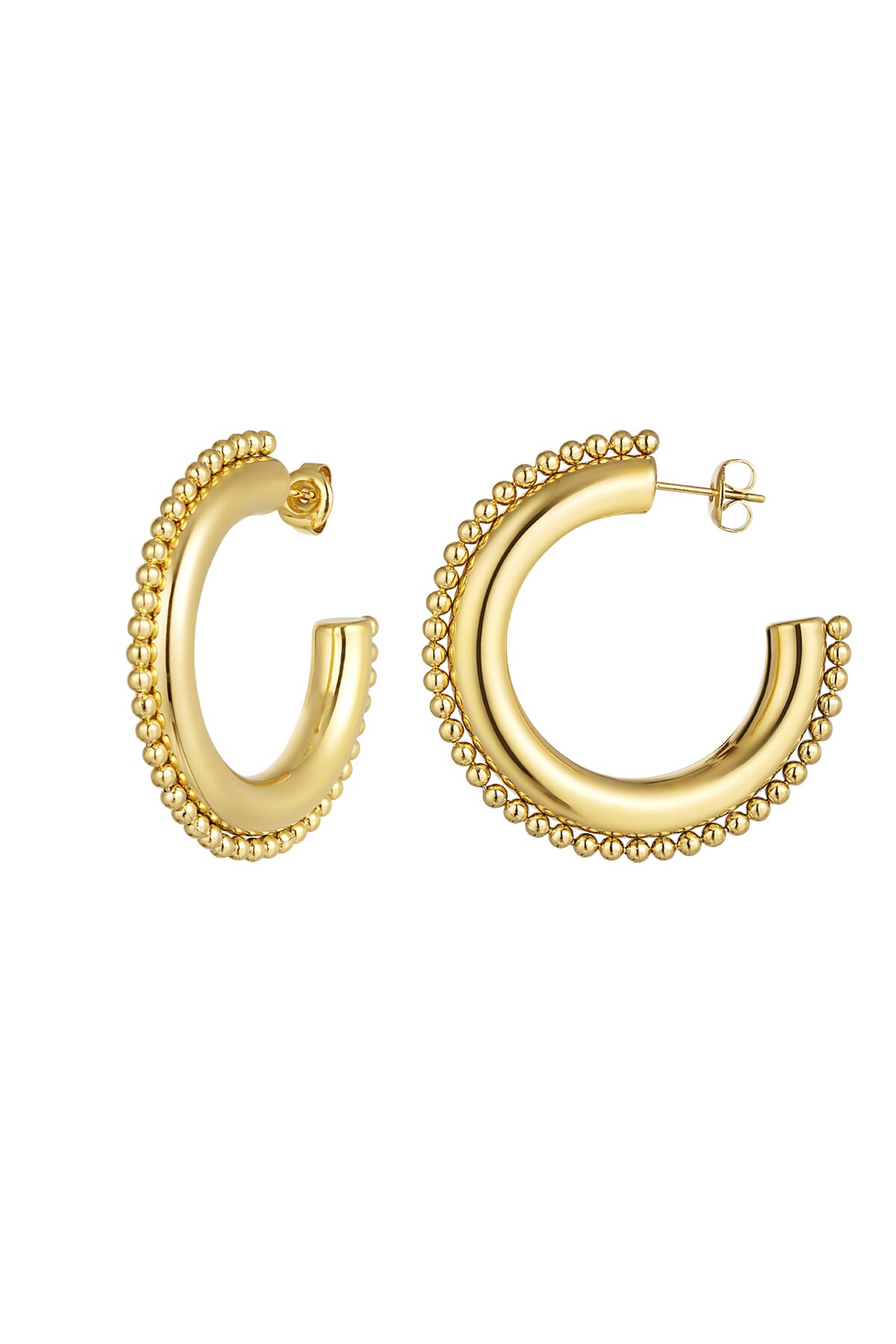 Earrings round with dots medium - Gold color h5 