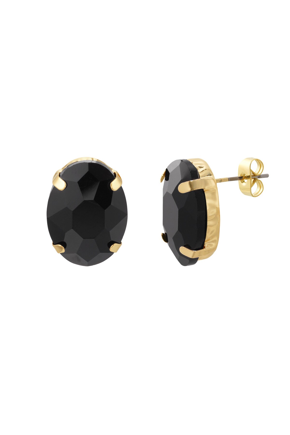 Ear studs stone oval - black h5 