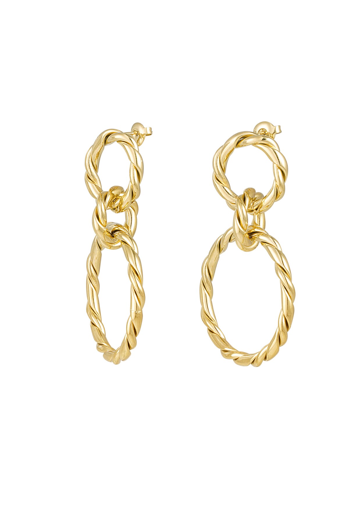 Earrings link with twist - Gold color h5 