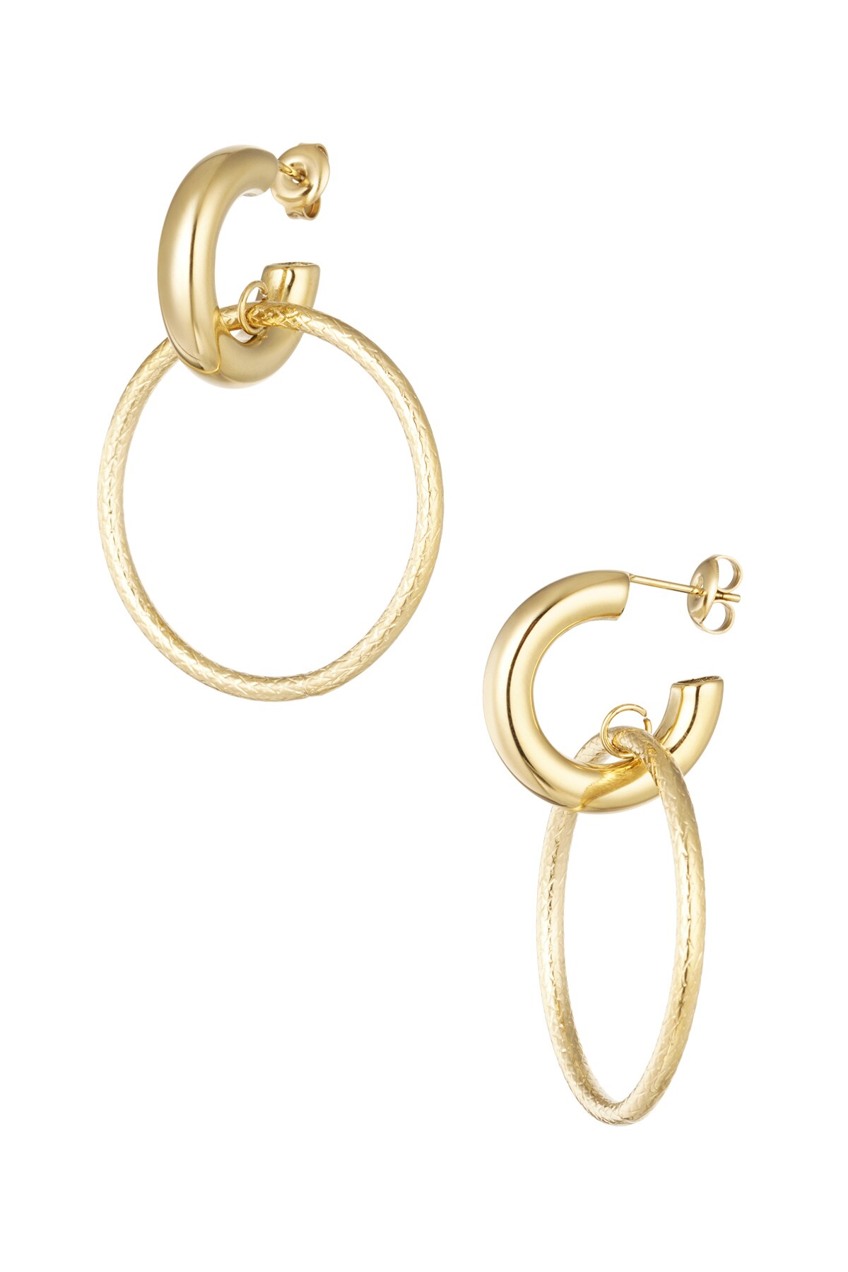 Earrings link with circle - Gold color h5 