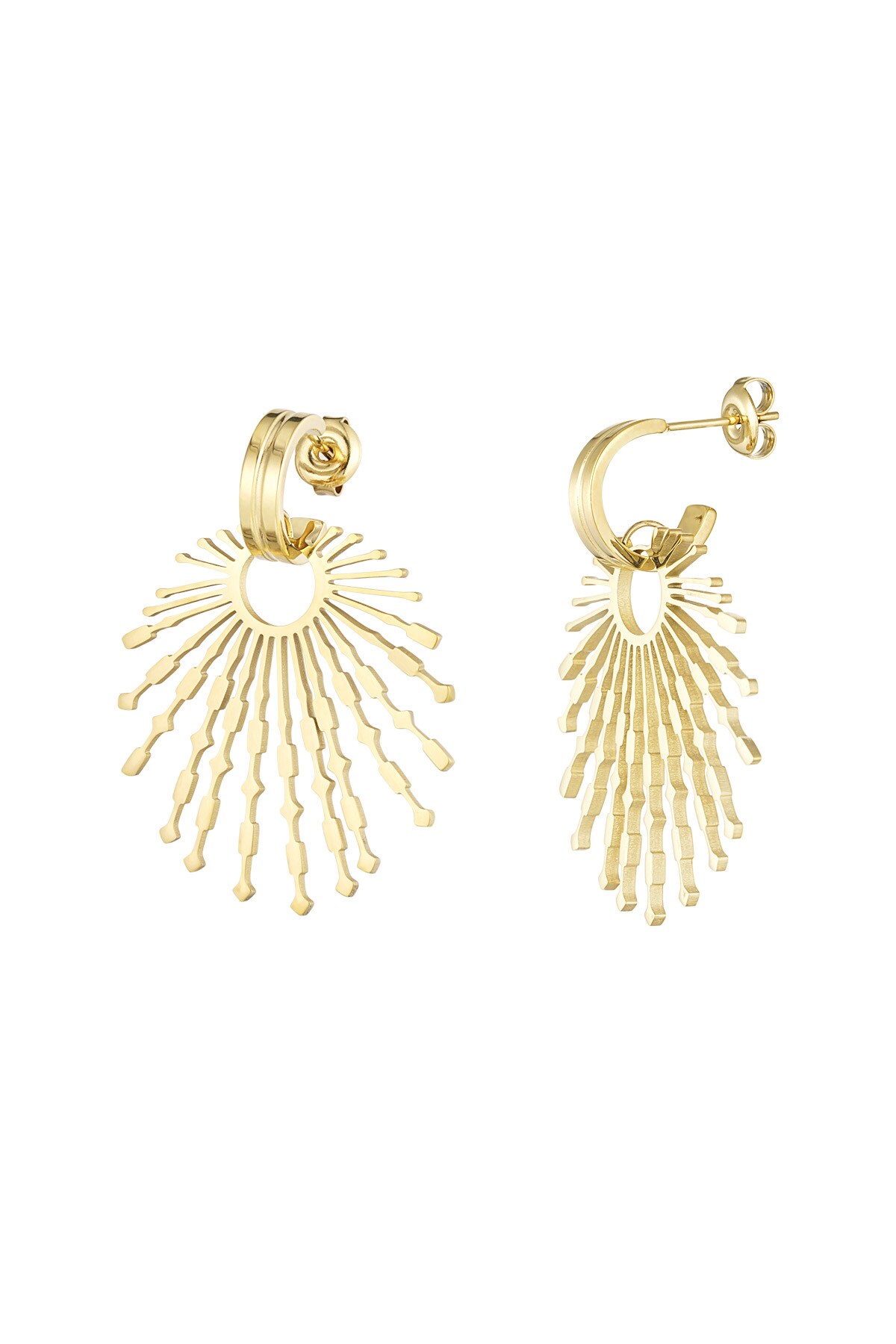 Earrings sun rays - Gold color h5 