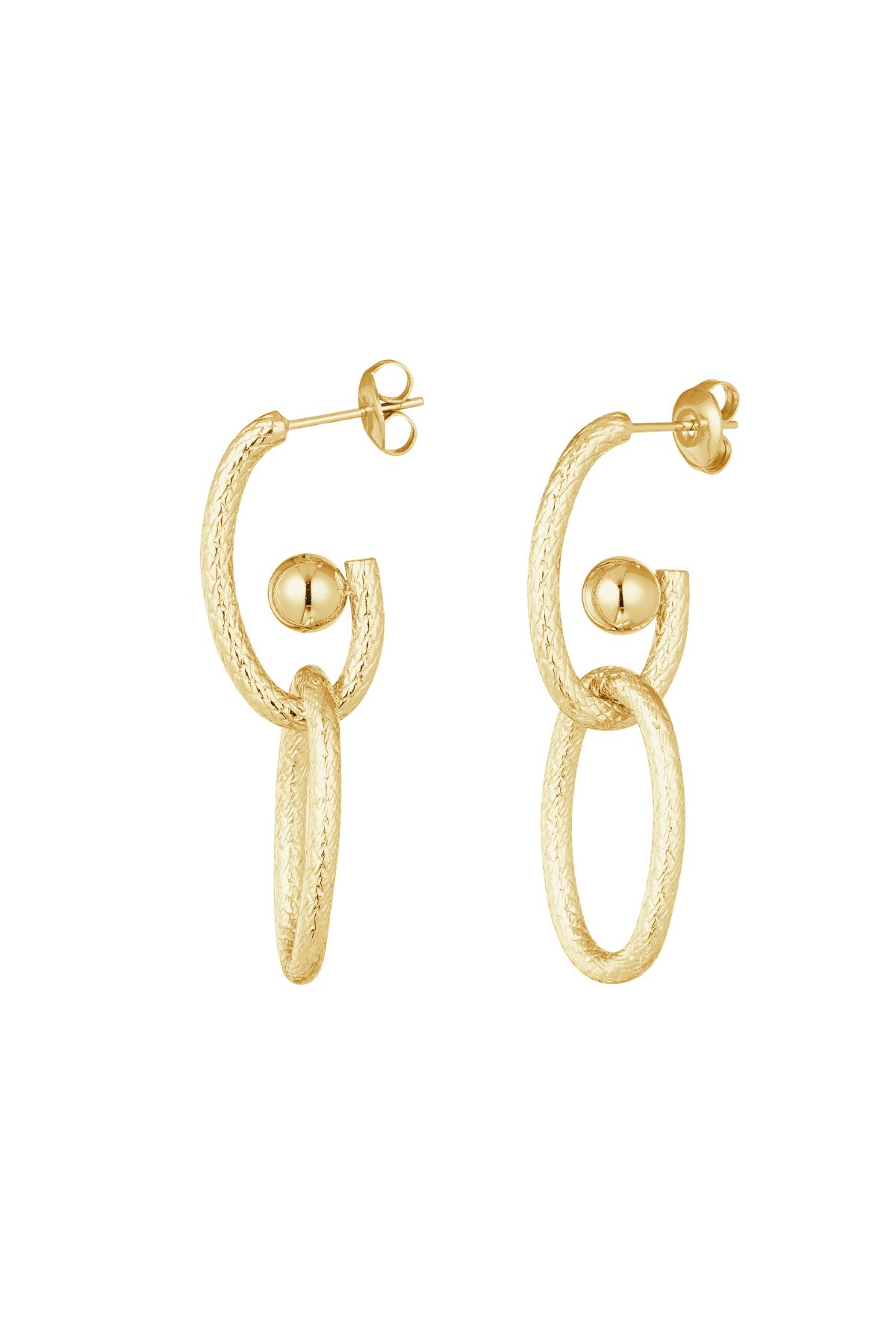 Aesthetic link earrings - Gold color h5 