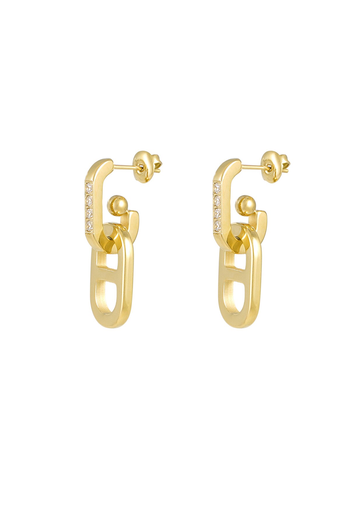 Earrings link with stones - Gold color 