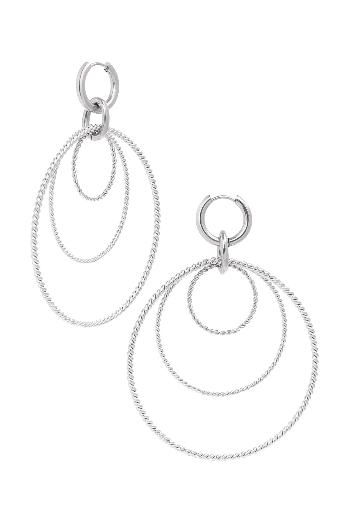 Earrings different rounds - Silver color h5 