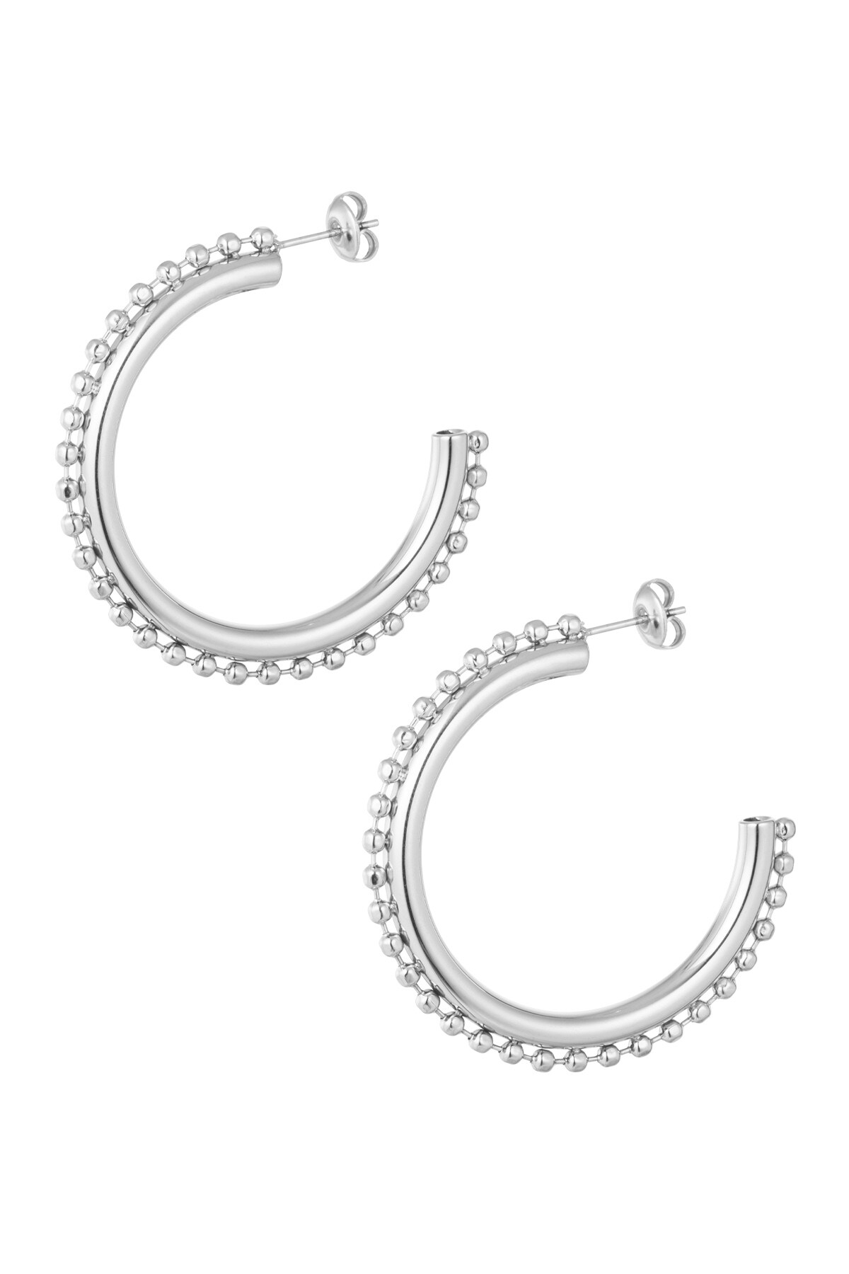 Basic earrings with balls - Silver color h5 