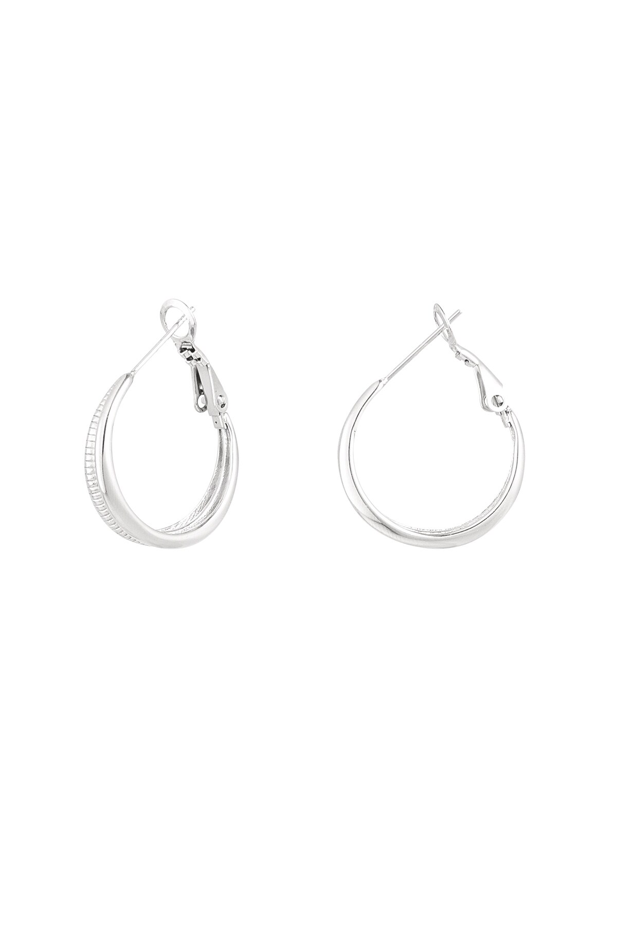 Double earring with relief - Silver color h5 