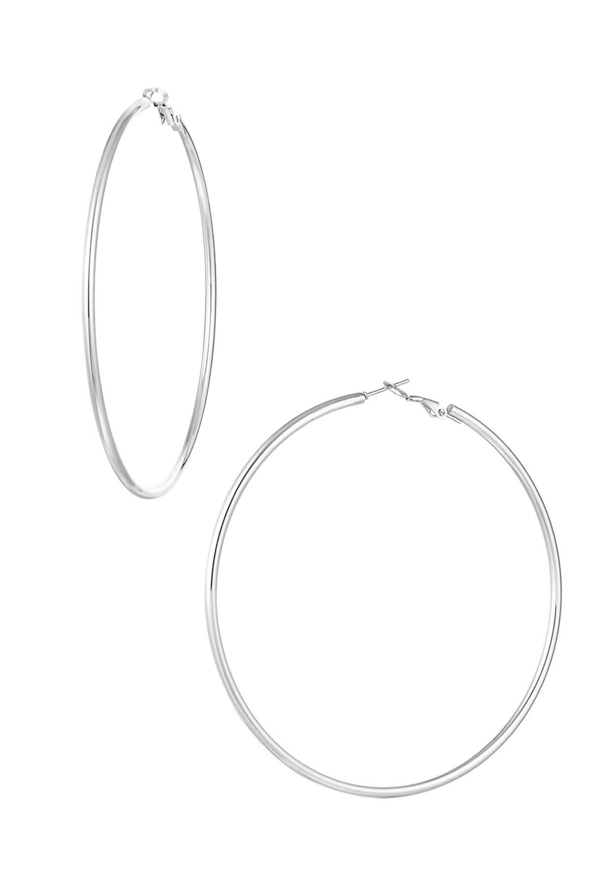 Basic narrow hoops - Silver color h5 