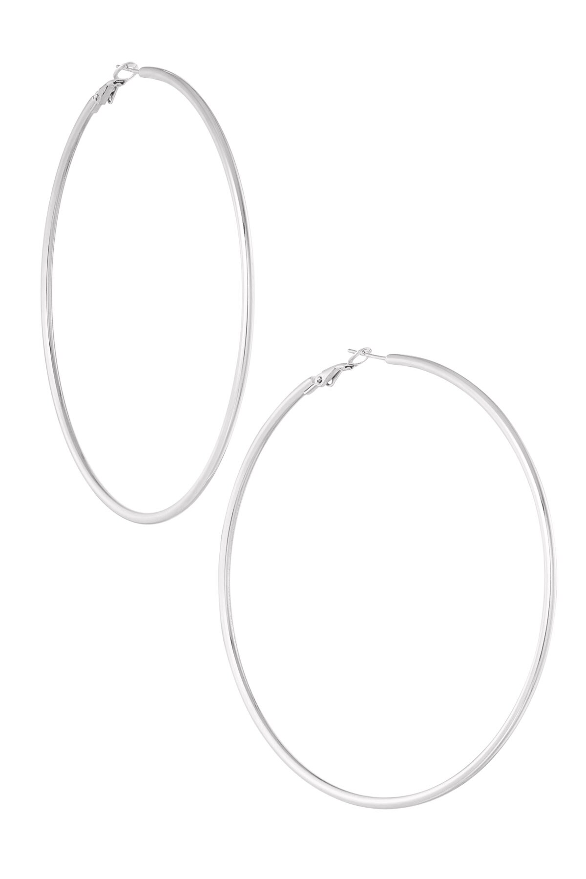 Earrings thin basic hoops - Silver color h5 