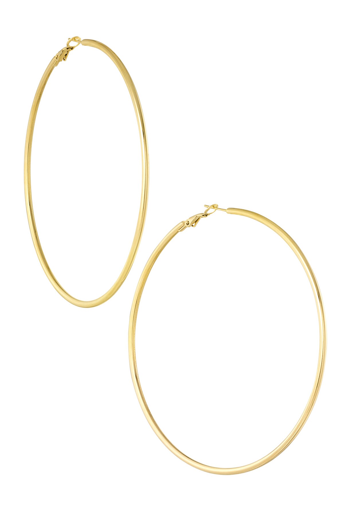 Earrings thin basic hoops - Gold color h5 