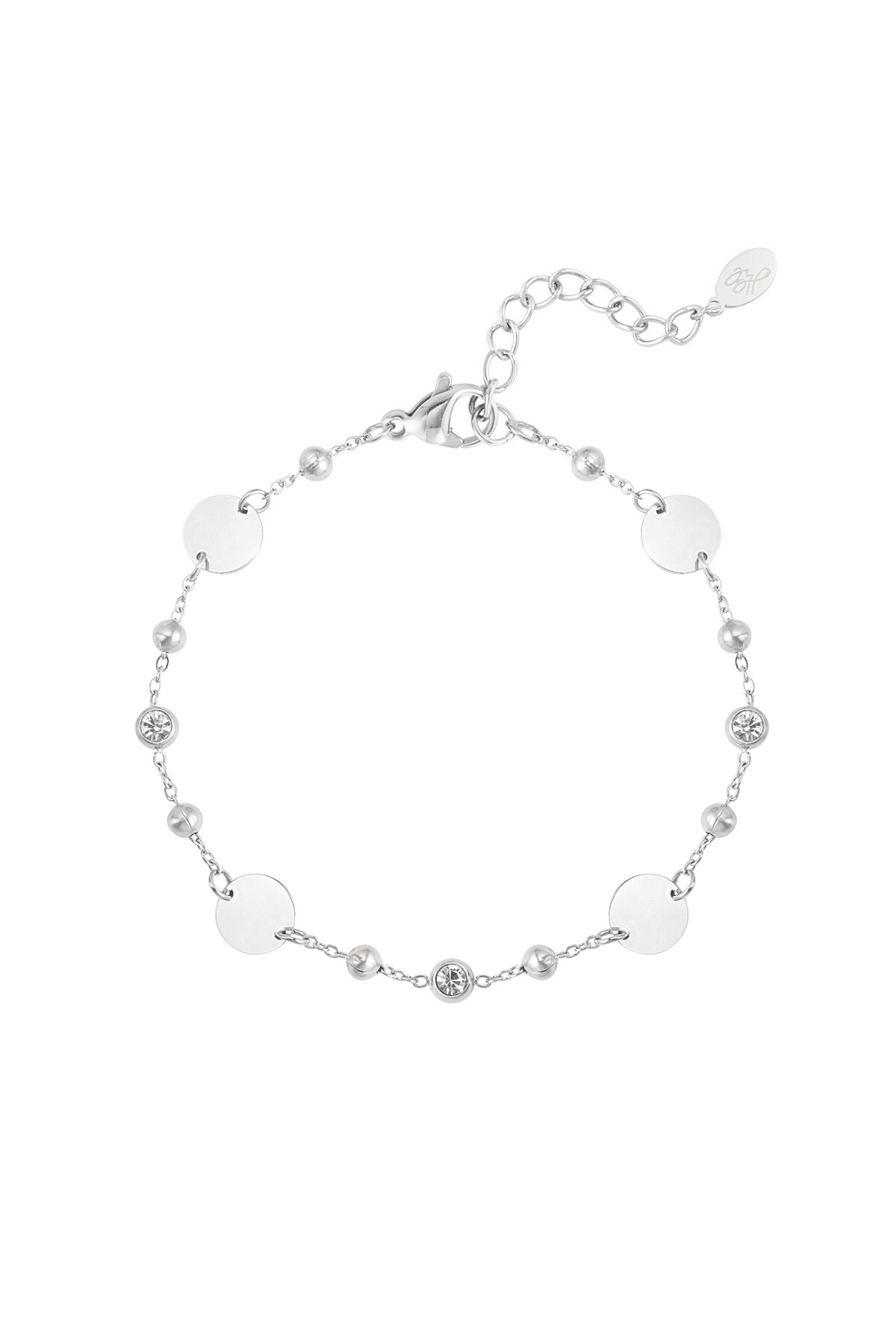 Round party bracelet with stones - Silver color h5 