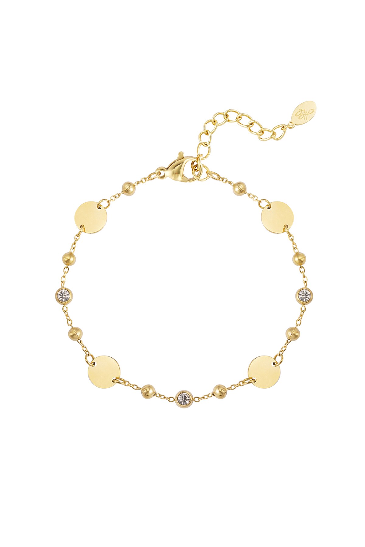 Round party bracelet with stones - Gold color h5 