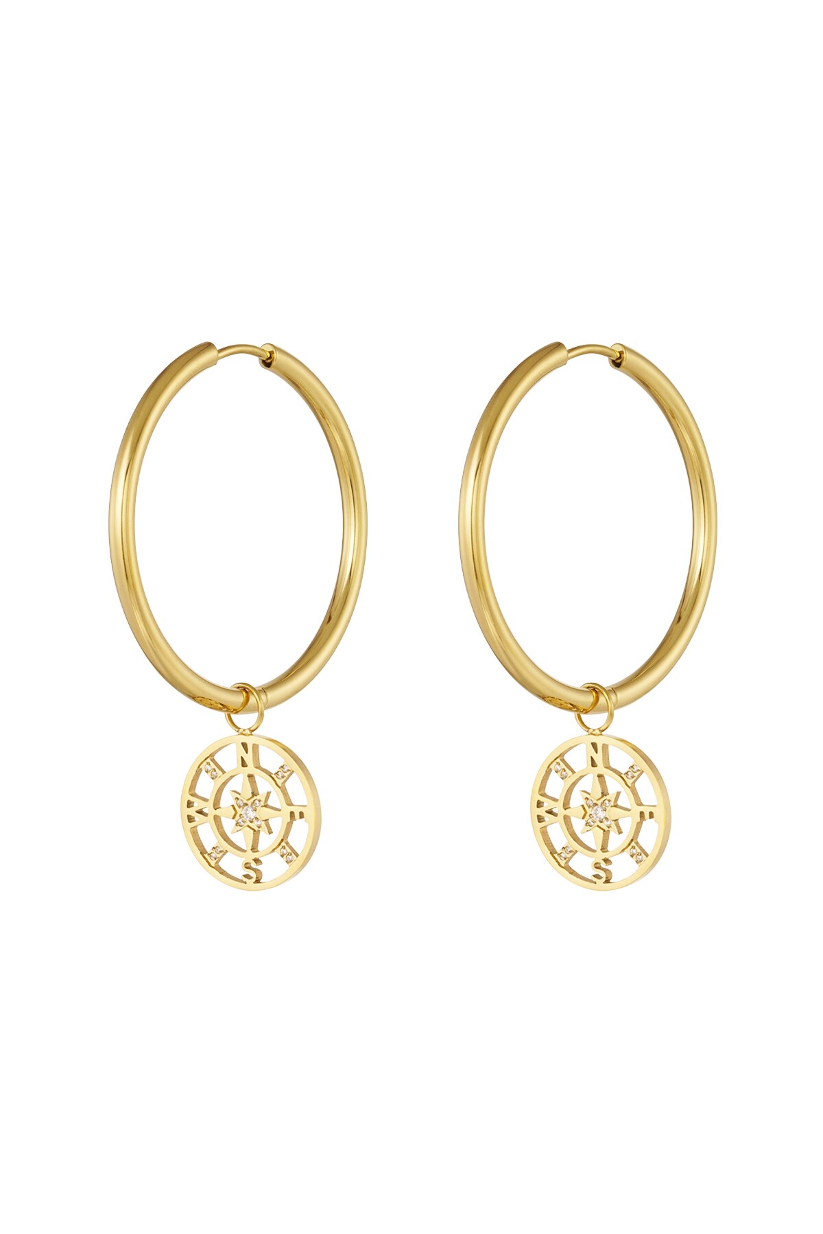 Earrings four directions - Gold color h5 