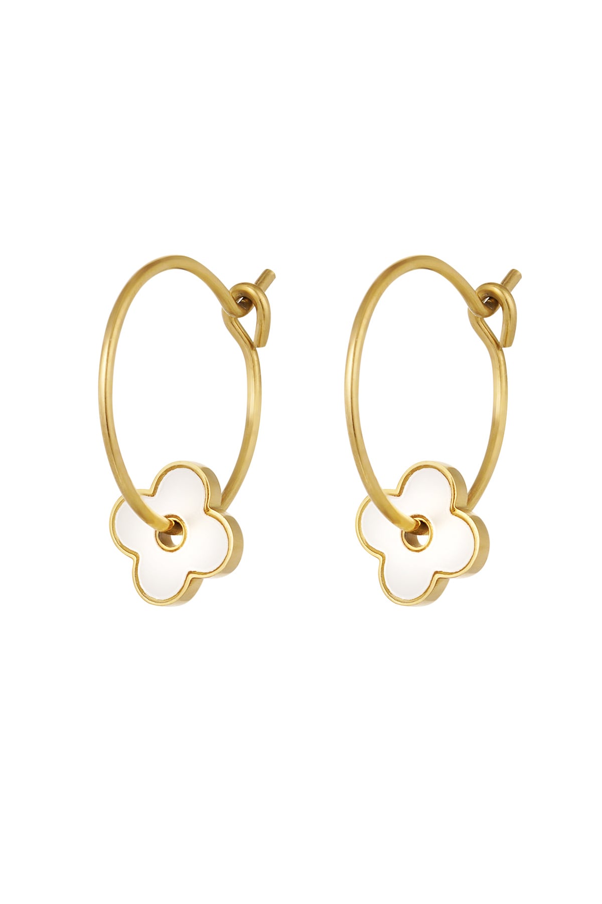 Minimalist earrings with flower - Gold color 