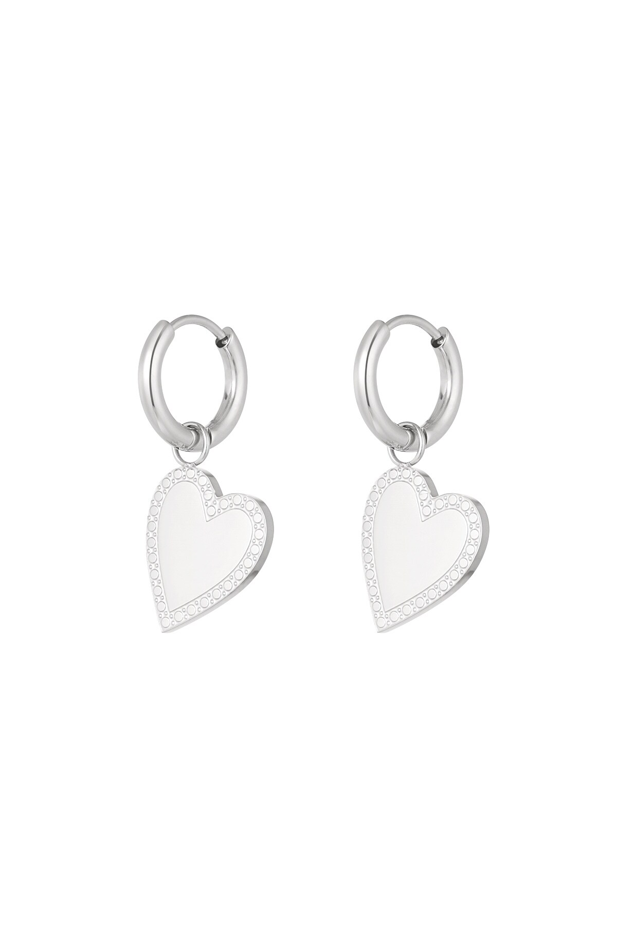 Earrings minimalist elegant heart - Silver color h5 