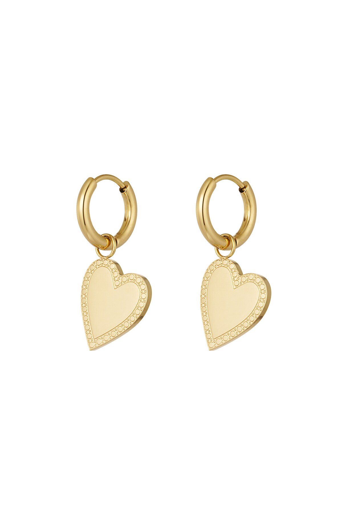 Earrings minimalist elegant heart - Gold color h5 