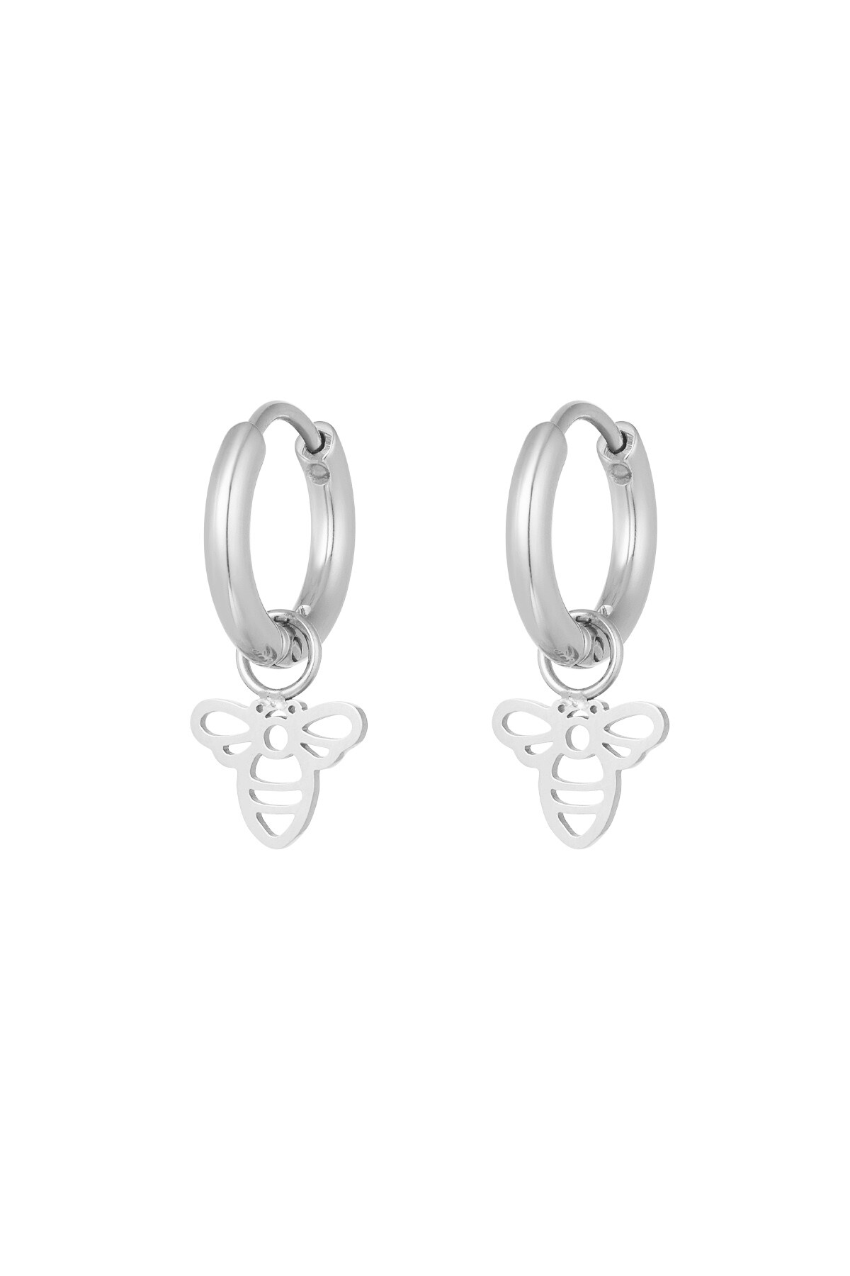 Minimalist bee earrings - Silver color h5 