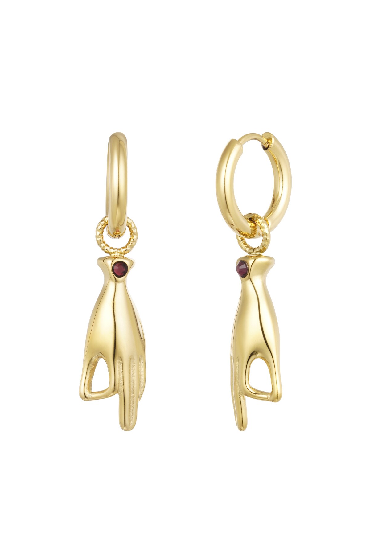 Hand symbol earrings - gold/purple h5 