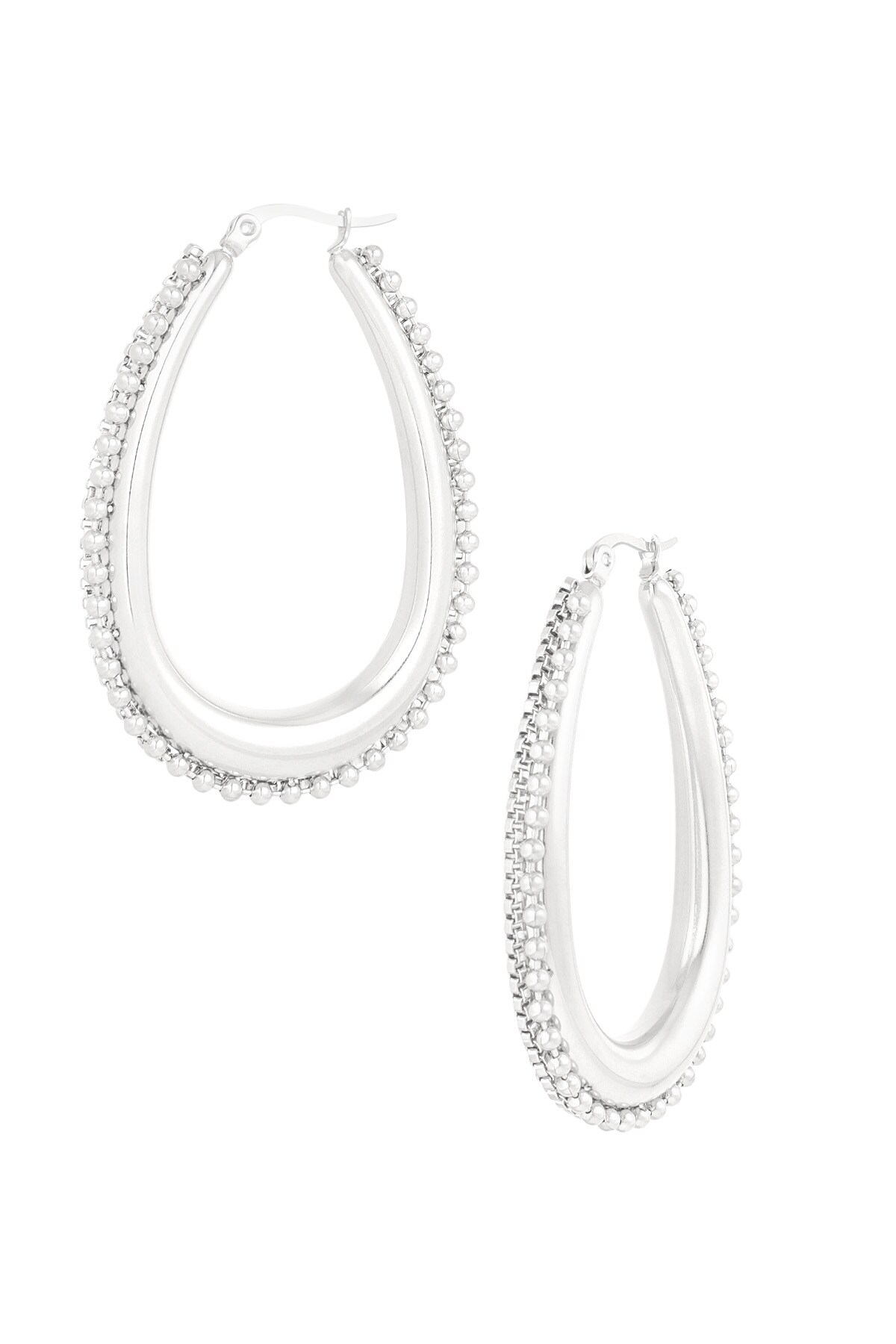 Earrings oval life - Silver color h5 