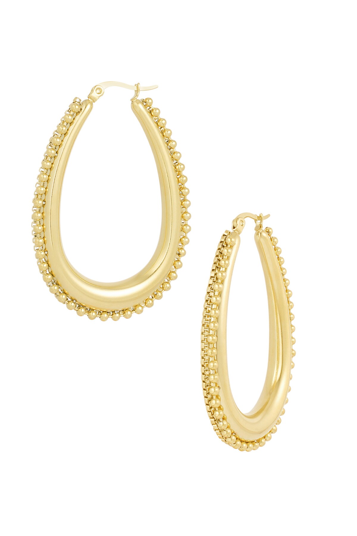 Earrings oval life - Gold color h5 