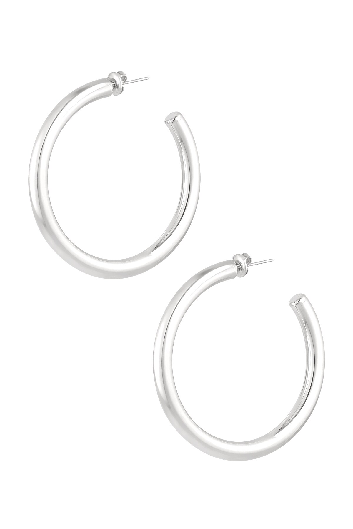 Earrings basic round medium - Silver color h5 