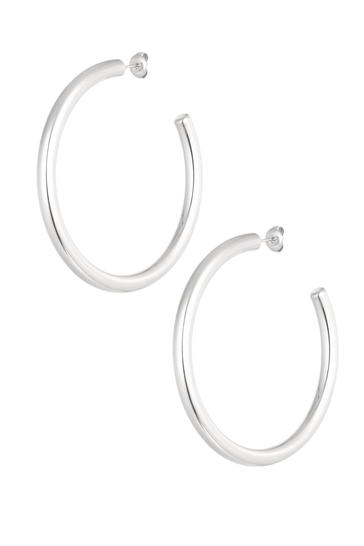 Earrings basic round - Silver color h5 