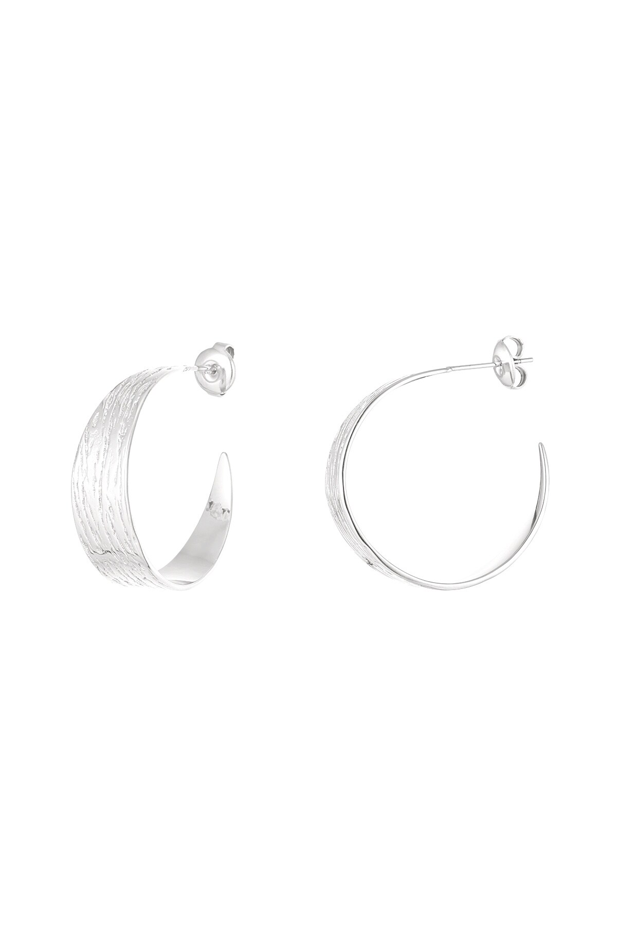 Earrings half round with print small - Silver color h5 