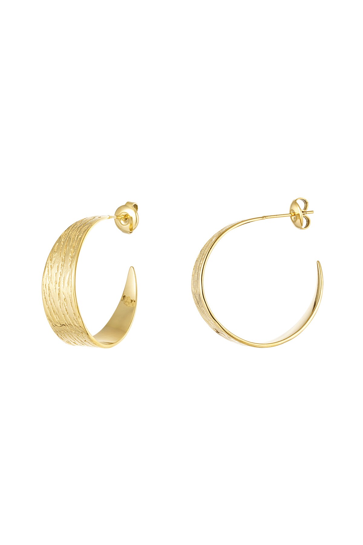 Earrings half round with print small - Gold color h5 