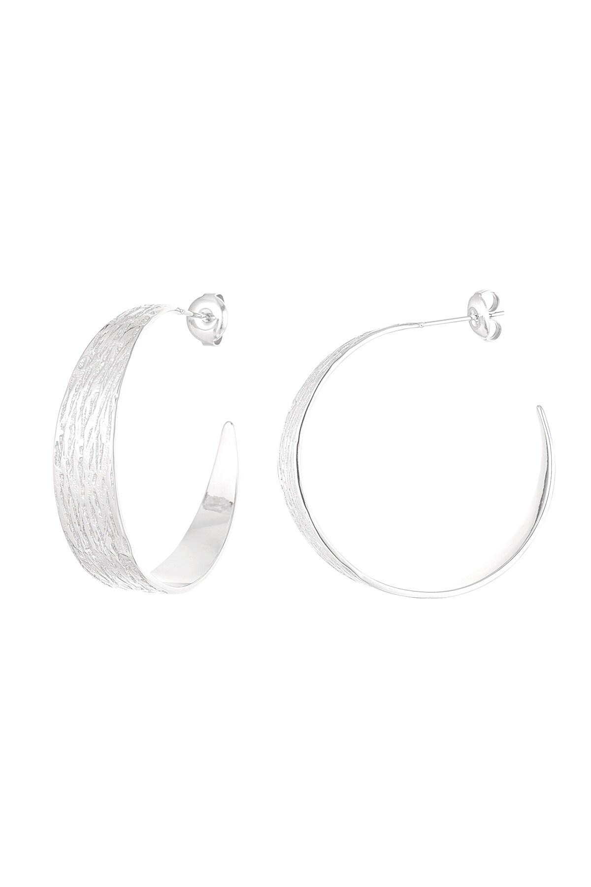 Earrings half round with print - Silver color h5 