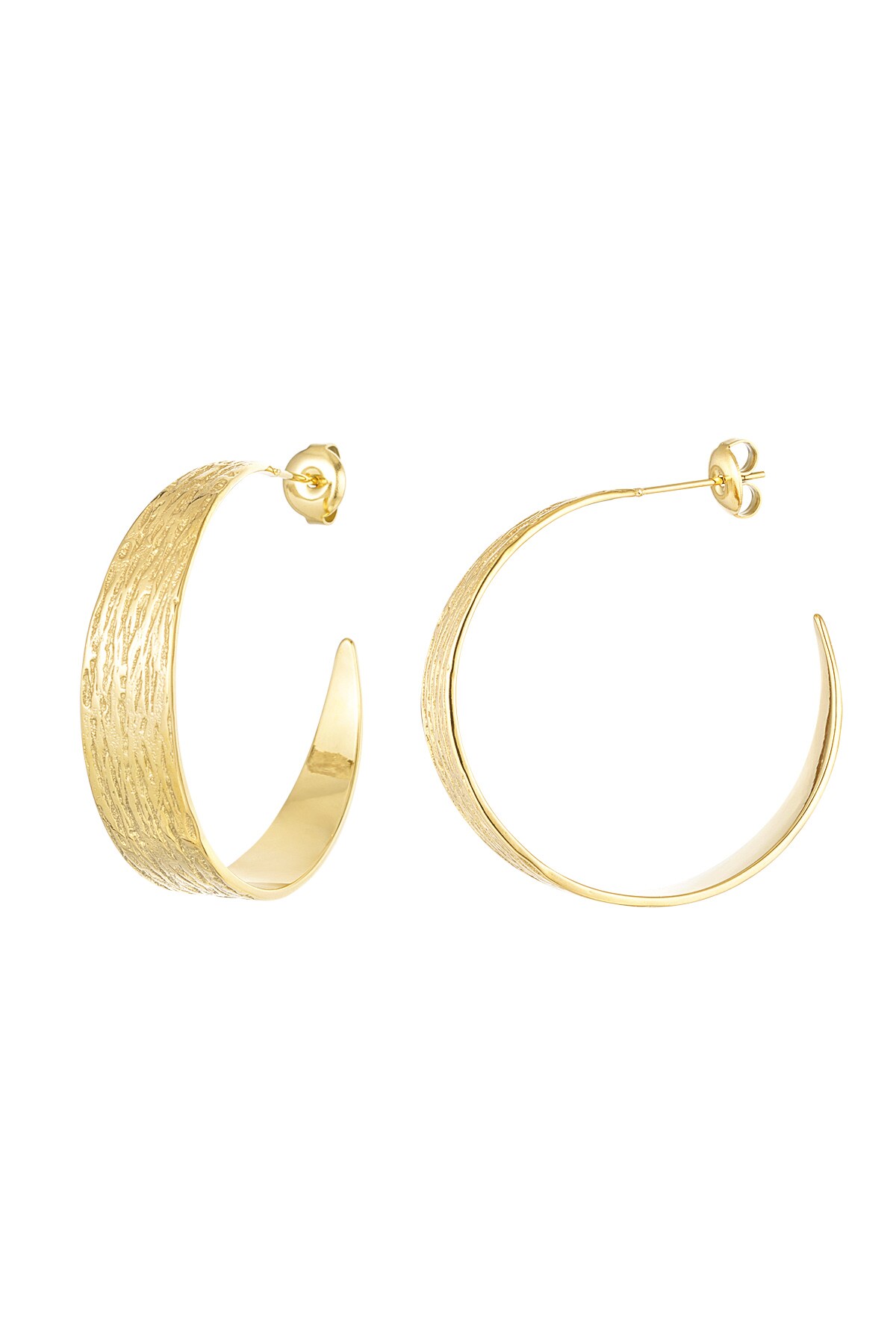 Earrings half round with print - Gold color h5 