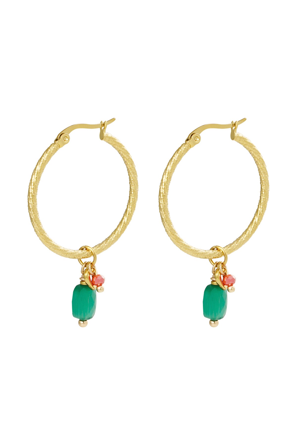 Earrings beads party - gold/green h5 