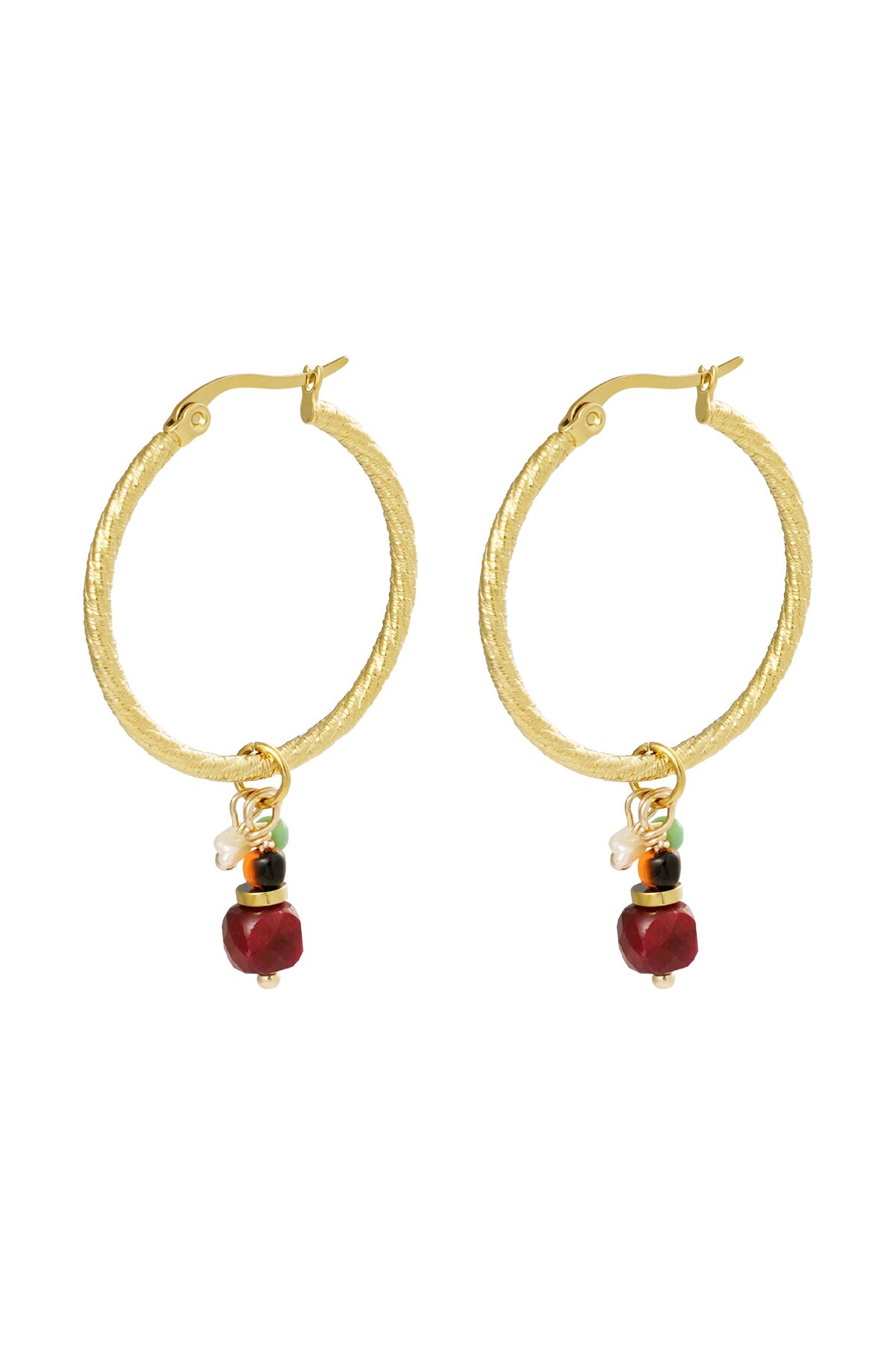 Earrings charm party - gold/red 