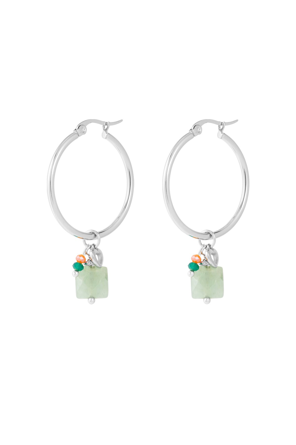 Earrings beads bundle - silver/green h5 