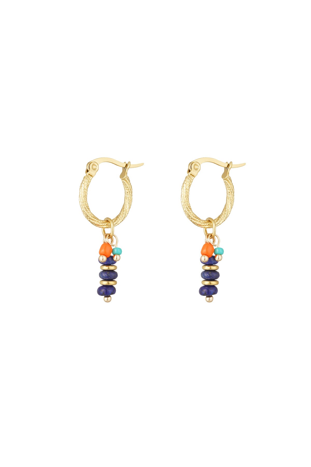 Earrings beads party blue - gold/blue h5 