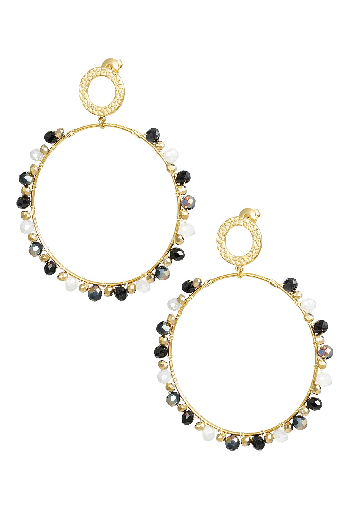 Earrings with beads - gold/black 