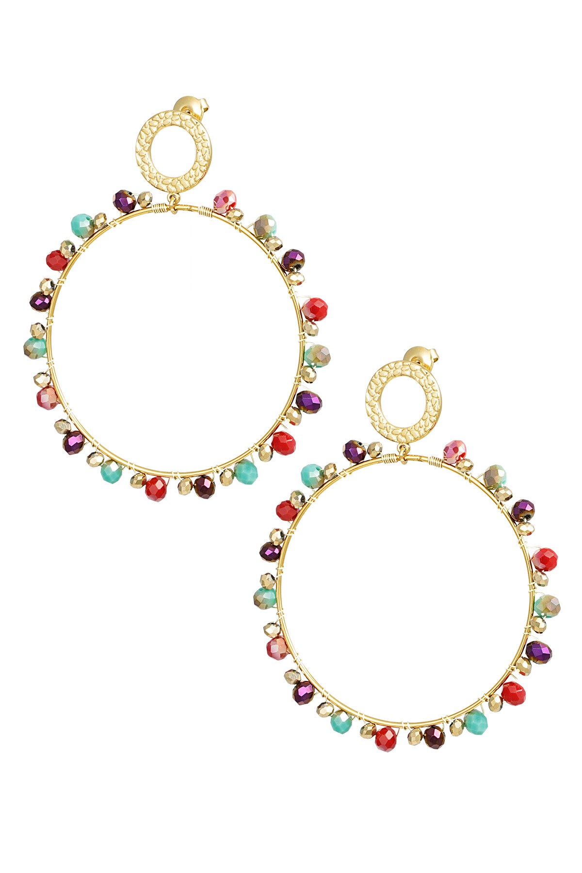 Earrings with beads - gold/multi 