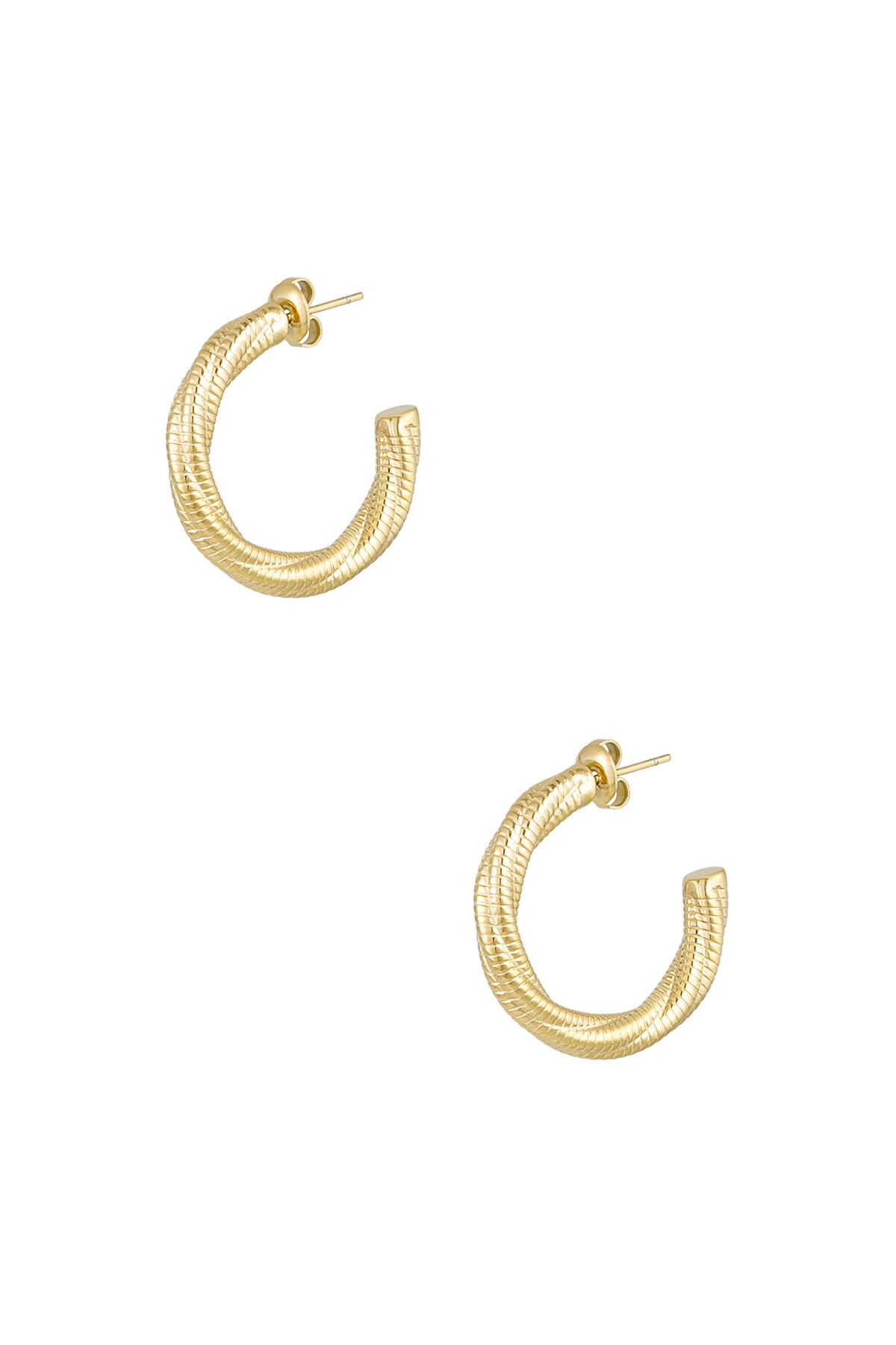 Earrings twisted relief small - Gold color h5 