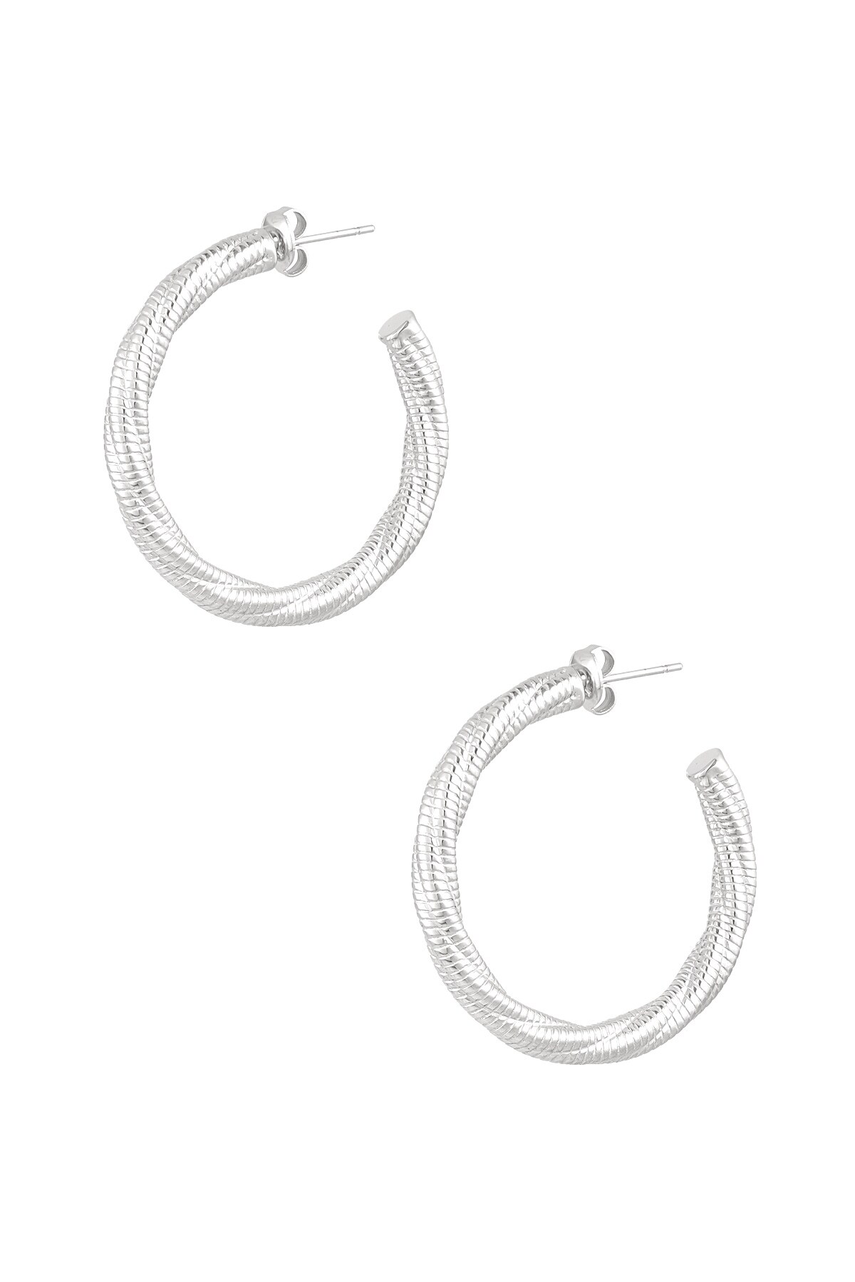 Earrings twisted relief - Silver color h5 