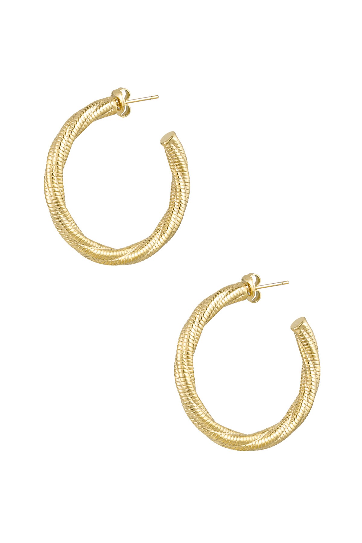 Earrings twisted relief - Gold color h5 