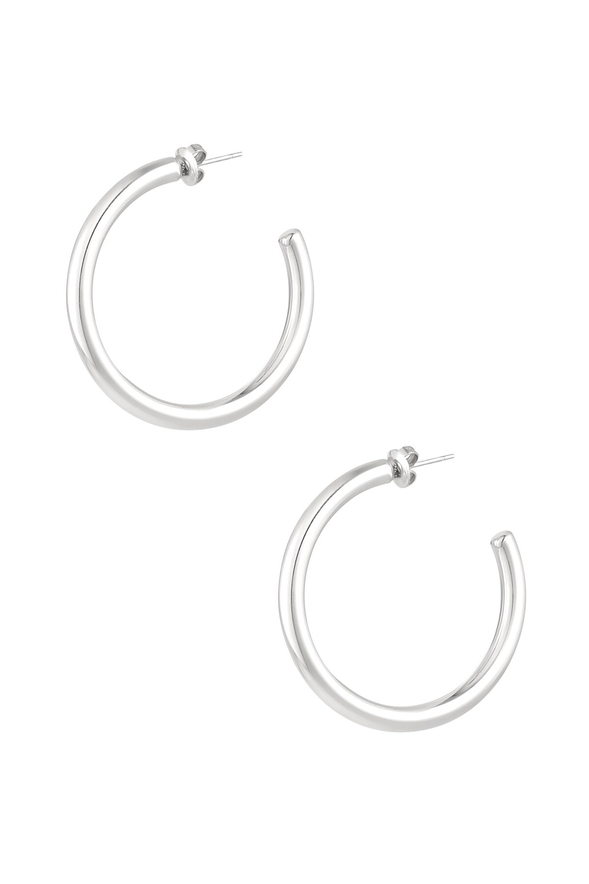 Earrings thick basic - Silver color h5 