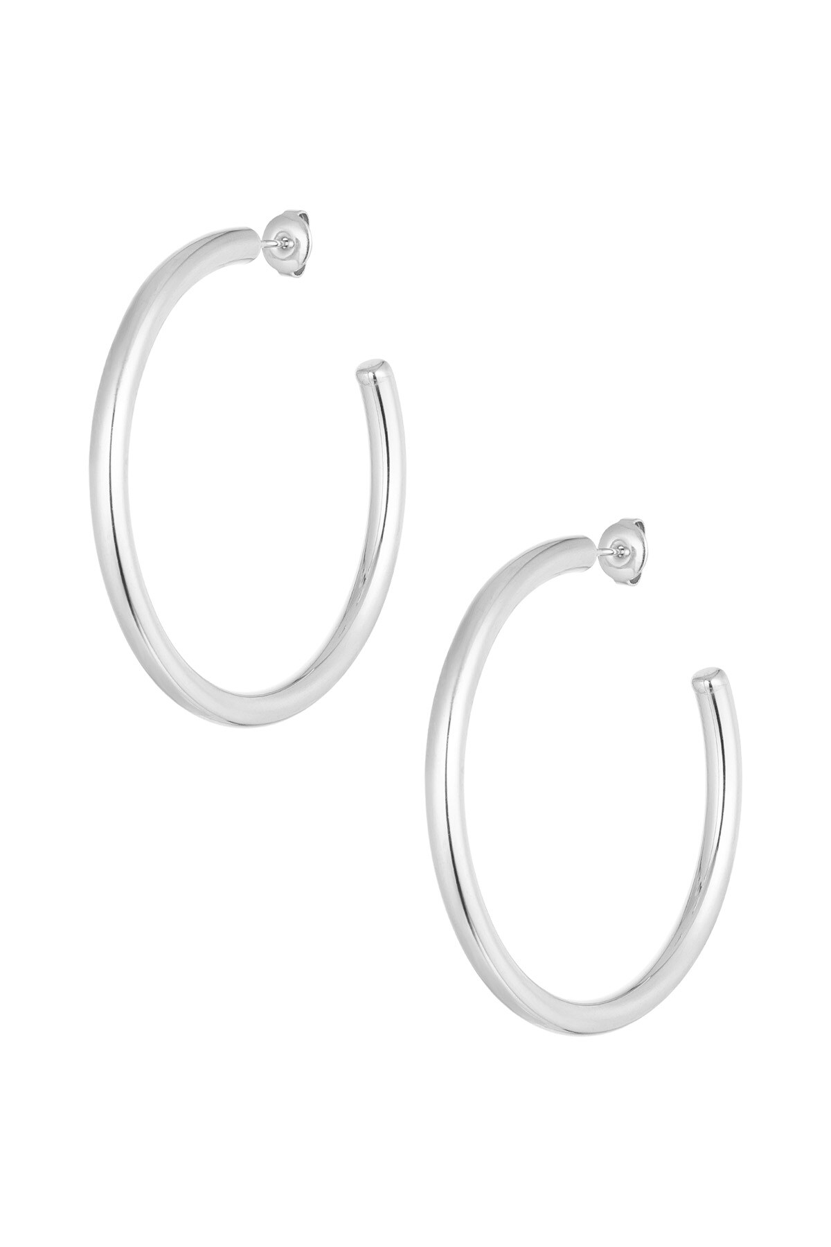 Earrings basic large - Silver color h5 