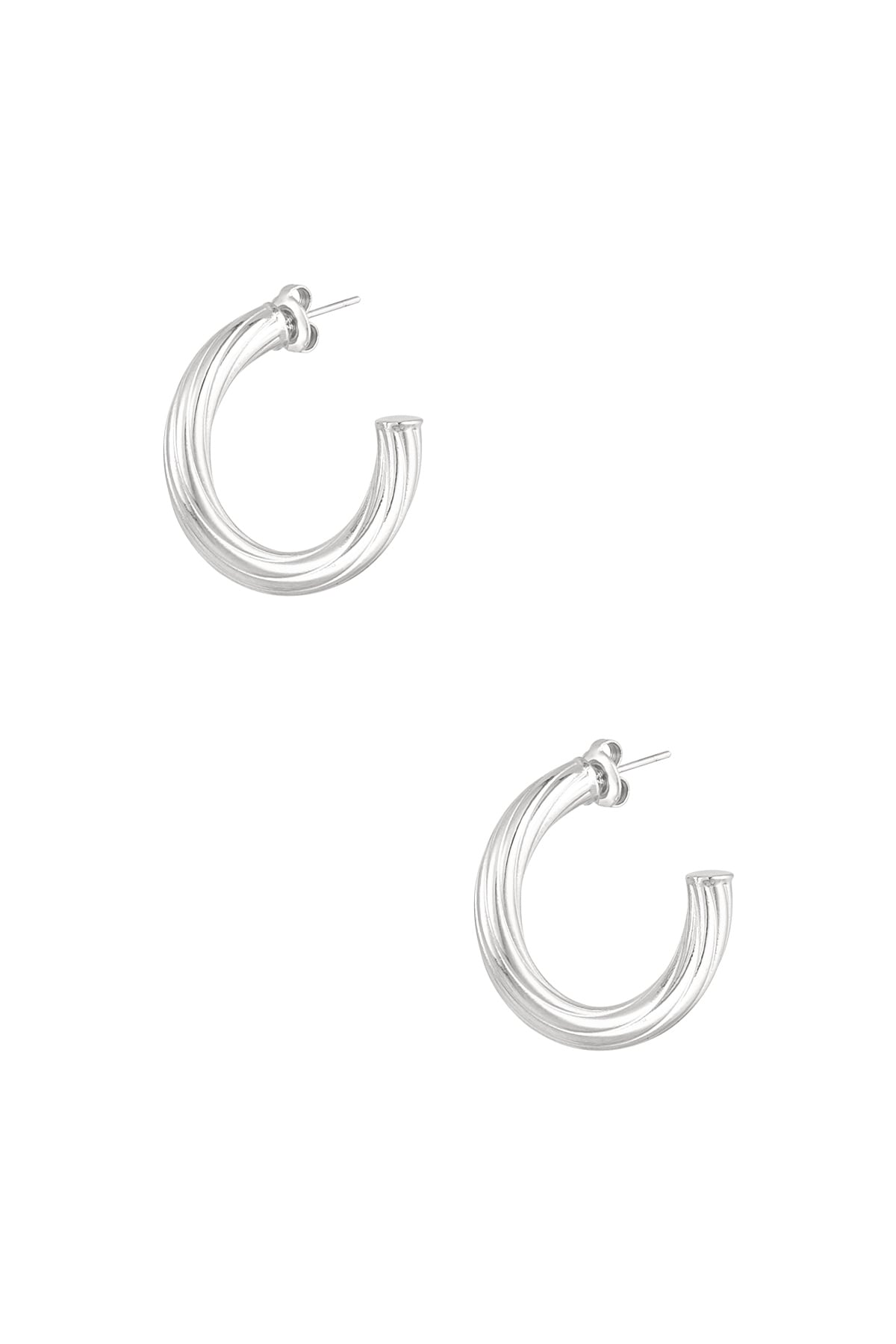 Earrings around small stripes - Silver color h5 