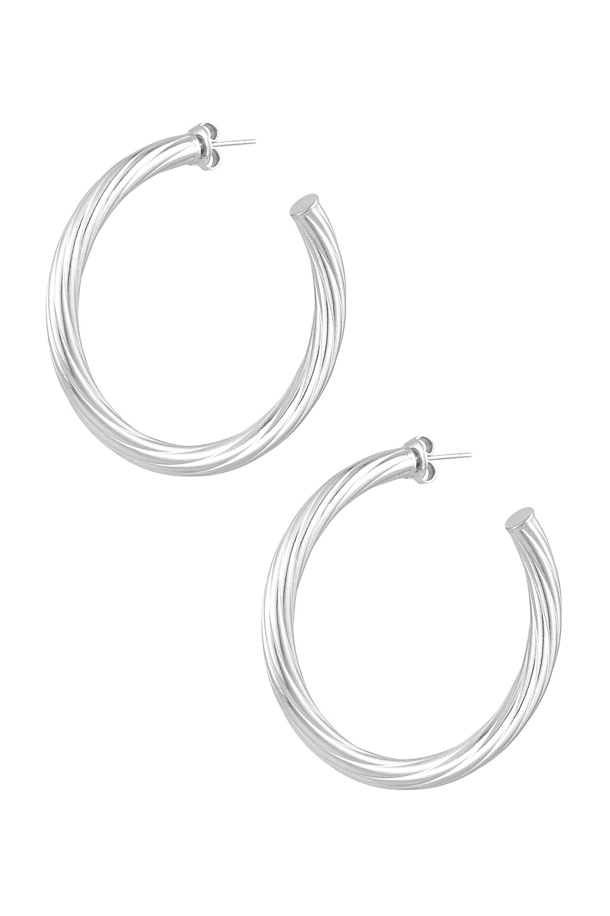 Twisted stripe earrings - Silver color h5 