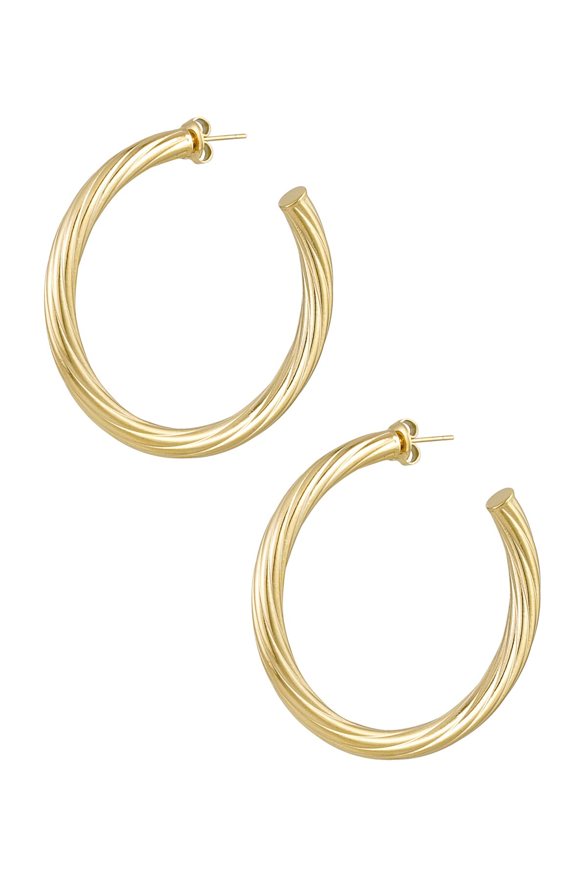 Twisted stripe earrings - Gold color h5 